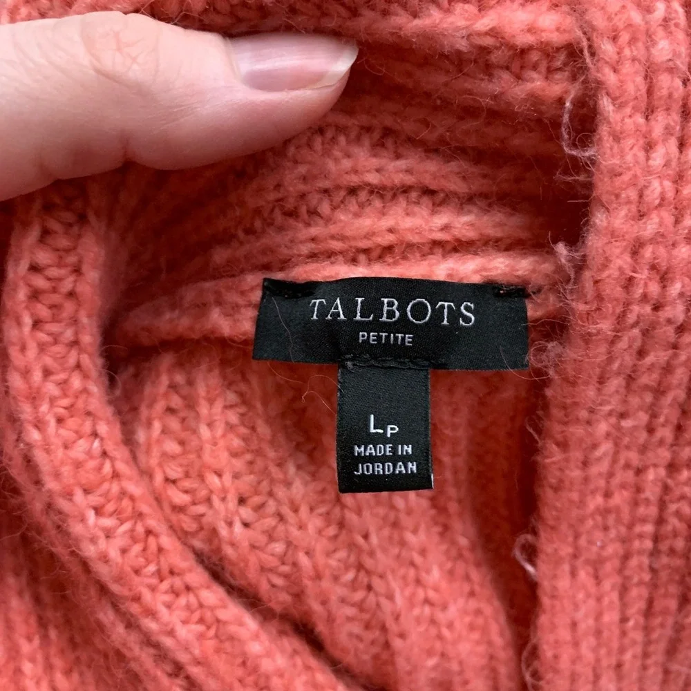 Talbots Sweater Womens Size Large Petite V-Neck Pullover Knit Ribbed Casual Pink